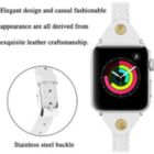 Alternate image 2 for Worryfree Gadgets Leather Slim Bands for Apple Watch 38mm 40mm 41mm iWatch Series 8 7 6 SE 5 4 3 2 1- Assorted Colors - 38/40/41mm - White