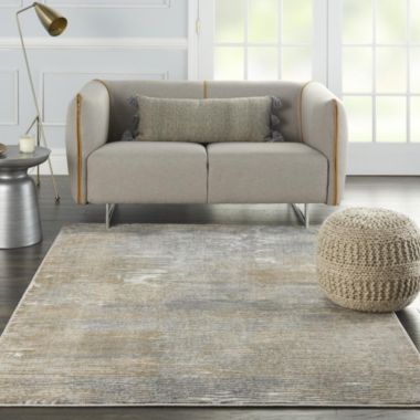 Nourison Solace SLA01 Indoor Area Rug Grey/Beige 5'3" x 7'3". View a larger version of this product image.