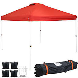 Sunnydaze 12x12 Foot Premium Pop-Up Canopy and Carry Bag/Sandbags - Red