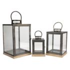 Alternate image 0 for Melrose Set of 3 Bronze Glass Candle Lanterns With a Latch Hook Lock - 21"