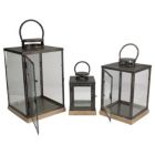 Alternate image 3 for Melrose Set of 3 Bronze Glass Candle Lanterns With a Latch Hook Lock - 21"