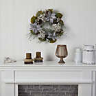 Alternate image 1 for Nearly Natural 24"D Silver Poinsettia, Hydrangea and Pinecones Artificial Christmas Wreath