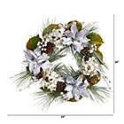 Alternate image 2 for Nearly Natural 24"D Silver Poinsettia, Hydrangea and Pinecones Artificial Christmas Wreath