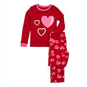 Leveret Kids Cotton Top and Fleece Pants Pajamas Heart
