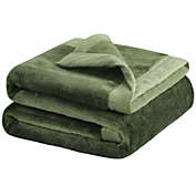 PiccoCasa Flannel Fleece Blanket Soft Warm Wide Hemmed 23"X30", Fern Green