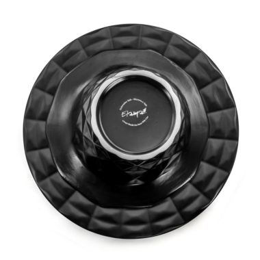 Elama Retro Chic 16-Piece Glazed Dinnerware Set in Black. View a larger version of this product image.