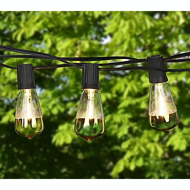 Ambience Gold Teardrop Bulb Non-Hanging String Lights - ST38, 1W, 26 Ft, 2700K. View a larger version of this product image.