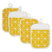 Okuna Outpost Geometric Yellow Pot Holders, Hot Pads for Kitchen Counter, Pan Handles (7 x 8.5 In, 4 Pack)