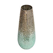Kingston Living 18" Green and Bronze Ombre Crackled Glass Vase