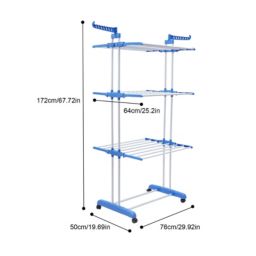 Stock Preferred Clothes Laundry Organizer Folding Drying Rack Blue