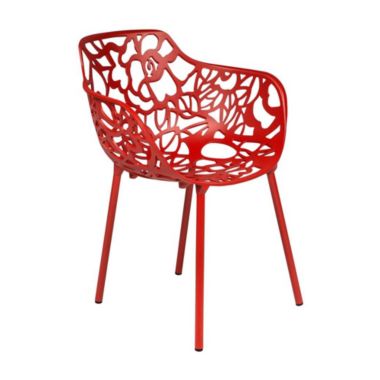 LeisureMod Modern Devon Aluminum Armchair - Red. View a larger version of this product image.