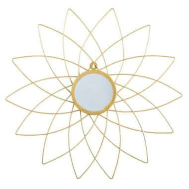 Nearly Natural 26" Gold Metal Flower Accent Wall Mirror. View a larger version of this product image.