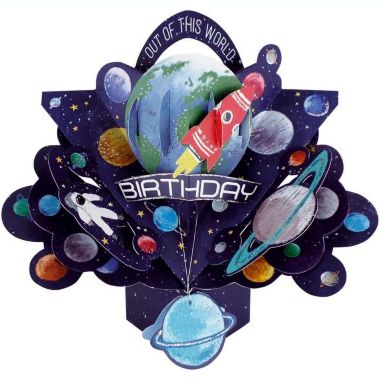 Second Nature Mailable Happy Birthday Outer Space Pop Up Greeting Card - POP178. View a larger version of this product image.