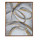 Contemporary Home Living Silver and Gold Abstract Hand-Painted Canvas Wall Art Decor 41" x 52"