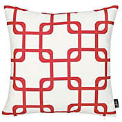 HomeRoots Red and White Geometric Squares Decorative Throw Pillow Cover - 18" x 18"