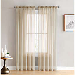 THD Essentials Sheer Voile Window Treatment Rod Pocket Curtain Panels Bedroom, Kitchen, Living Room - Set of 2, Antique Taupe, 54