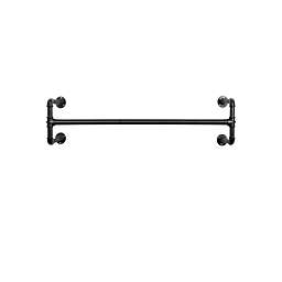 SONGMICS Wall-Mounted Clothes Rack, Industrial Pipe Clothes Hanging Bar, Space-Saving, 43.3 x 11.8 x 11.5 Inches, Holds up to 132 lb, Easy Assembly, for Small Space, Black