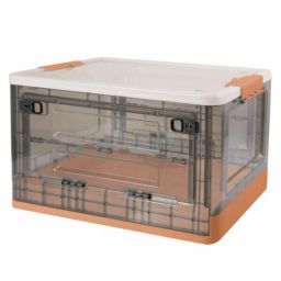 Kitcheniva 3Pc Large Orange Plastic Storage Organizer w/Lid Wheels