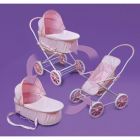 Alternate image 1 for Badger Basket Co. Pink Gingham 3-in-1 Doll Pram, Carrier, and Stroller