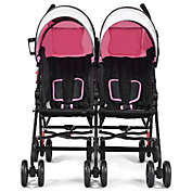 Slickblue Foldable Twin Baby Double Stroller Ultralight Umbrella Kids Stroller-Pink