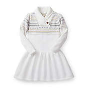Hope & Henry Girls&#39; Shawl Collar Drop Waist Dress (White Long Sleeve, 18-24 Months)