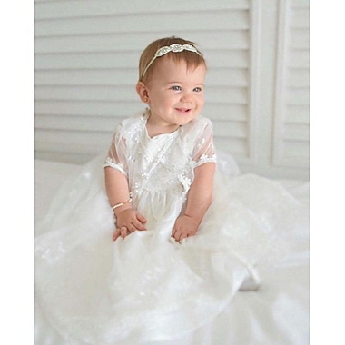 Laurenza&#39;s Baby Girls Sleeveless Baptism Dress Christening Gown. View a larger version of this product image.