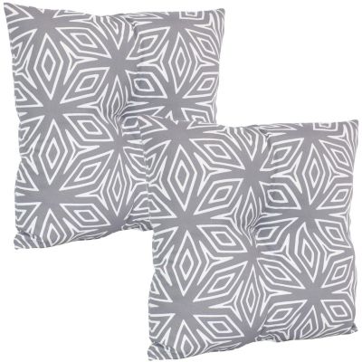 2 Pack Indoor Outdoor Tufted Throw Pillows Gray Geometric Patio Backyard 19x19