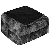 PiccoCasa Soft Faux Fur Blanket Throw Size - Reversible Tie-dye Luxury Shaggy  Rectangle Throw Blanket for Sofa, Couch and Bed - Plush Fluffy Fleece Blankets As Gifts 50 x 60 Inch, Black