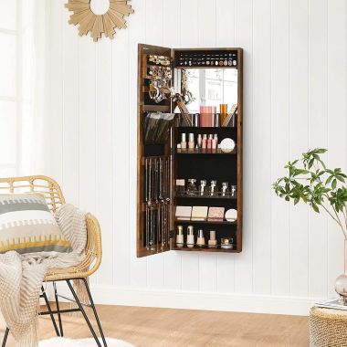 Songmics Lockable Jewelry Cabinet Armoire Rustic Brown. View a larger version of this product image.