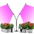 Alternate image 1 for ELE Light & Decor 15.2 in. 20-Watt Black LED Grow Light, Color Changing Light with 2 Head Divided Adjustable Goose Neck Dual Chips