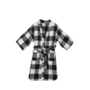 Ninety Six Black and White Velour Fabric Bathrobe