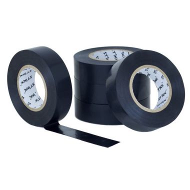 STIKK 20 Meter 3/4" Wide 66 Feet (5 Pack) Black Electrical Tape. View a larger version of this product image.