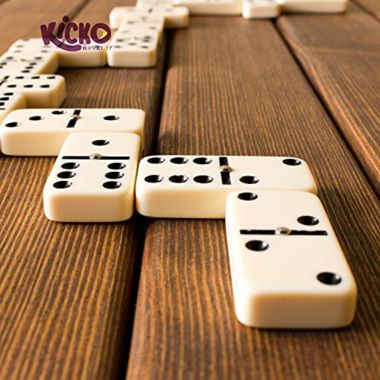 Kicko Domino Set - Classic 28 Pieces Double Six In Durable Wooden Brown Box. View a larger version of this product image.