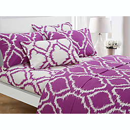Chic Home Arianna Sheet Set Contemporary Ikat Medallion Print Pattern Design-Includes Flat And Fitted Sheets & Pillowcases - Queen 90x102, Lavender
