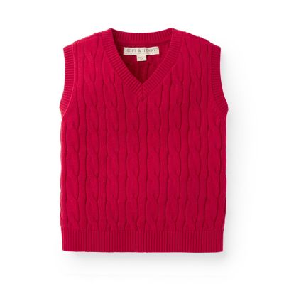 Hope & Henry Boys&#39; Red Cable Sweater Vest, Red, 6-12 Months