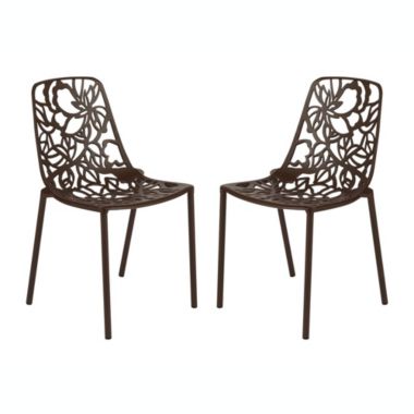 LeisureMod Modern Devon Aluminum Chair, Set of 2 - Brown. View a larger version of this product image.