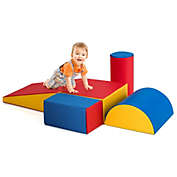 Costway 5-Piece Climb and Crawl Foam Activity Play Set in Red, Yellow&Blue