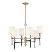 Savoy House 1-1887-6-143 Tivoli 6-Light Chandelier in Matte Black with Warm Brass Accents (28" W x 20"H)
