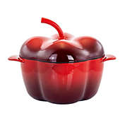 MegaChef Pepper Shaped 3 Quart Enameled Cast Iron Casserole in Red