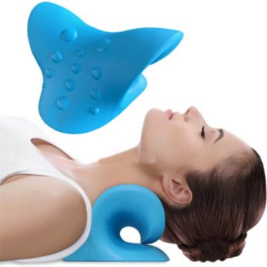Maison Neck and Shoulder Cervical Traction Relaxer Device, Comfortable Therapy Pillow, Posture Corrector, and Cervical Spine Alignment- Blue. View a larger version of this product image.
