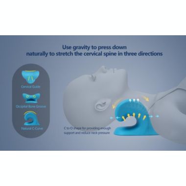 Maison Neck and Shoulder Cervical Traction Relaxer Device, Comfortable Therapy Pillow, Posture Corrector, and Cervical Spine Alignment- Blue. View a larger version of this product image.