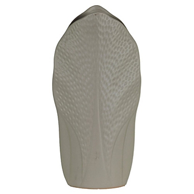 Urban Trends Home Indoor Decorative Ceramic Pyramidal Vase with Engraved Circle Design Body and Tapered Bottom, Small, Coated Finish, Gray. View a larger version of this product image.