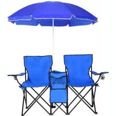 Kitcheniva Portable Folding Picnic Double Chair with Umbrella Table. View a larger version of this product image.
