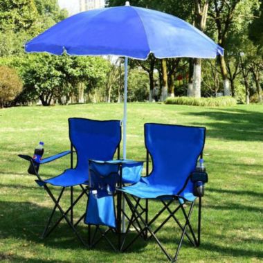 Kitcheniva Portable Folding Picnic Double Chair with Umbrella Table. View a larger version of this product image.
