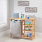 Alternate image 1 for mDesign Bamboo Freestanding Laundry Furniture Storage & Hamper