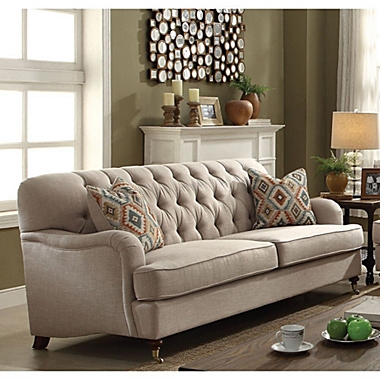 Yeah Depot Alianza Sofa w/2 Pillows in Beige Fabric. View a larger version of this product image.