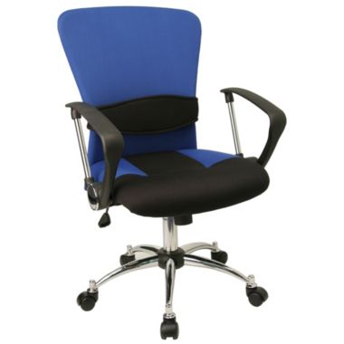 Flash Furniture Mindy Mid-Back Blue Mesh Swivel Task Office Chair with Adjustable Lumbar Support and Arms. View a larger version of this product image.