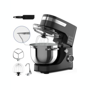 Whall Kinfai Electric Kitchen Stand Mixer Machine with 4.5 Quart Bowl for Baking, Dough, Cooking, Black. View a larger version of this product image.