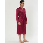 Alternate image 1 for Lars Amadeus Men's Satin Robe Sleep Nightdress Long Sleeve Loungewear Soft Solid Breathable Sleepwear Pajama Dress Bathrobe XX-Large Red