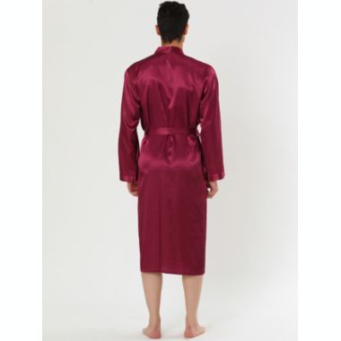 Lars Amadeus Men's Satin Robe Sleep Nightdress Long Sleeve Loungewear Soft Solid Breathable Sleepwear Pajama Dress Bathrobe XX-Large Red. View a larger version of this product image.